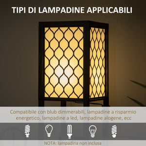 Lampada da Terra a Colonna 26x26x156 cm con 2 Ripiani in MDF e Plastica Nera