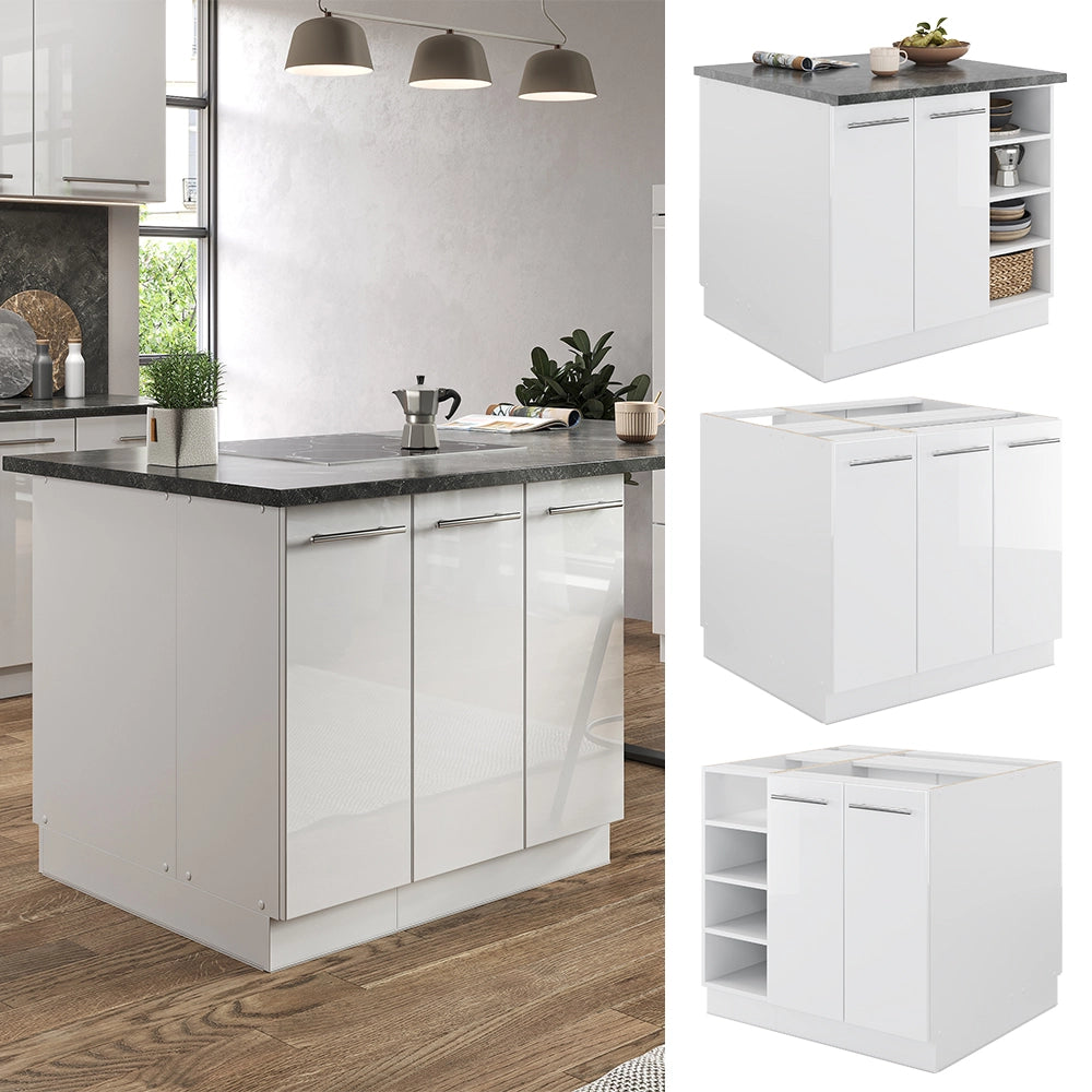 Isola cucina Fame-Line Bianco lucido/Bianco 90 cm senza piano di lavoro Vicco