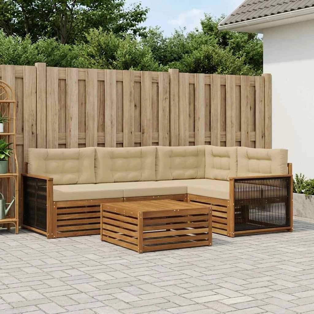 Set di divani da esterno 5 pz Naturale e Beige 3383326