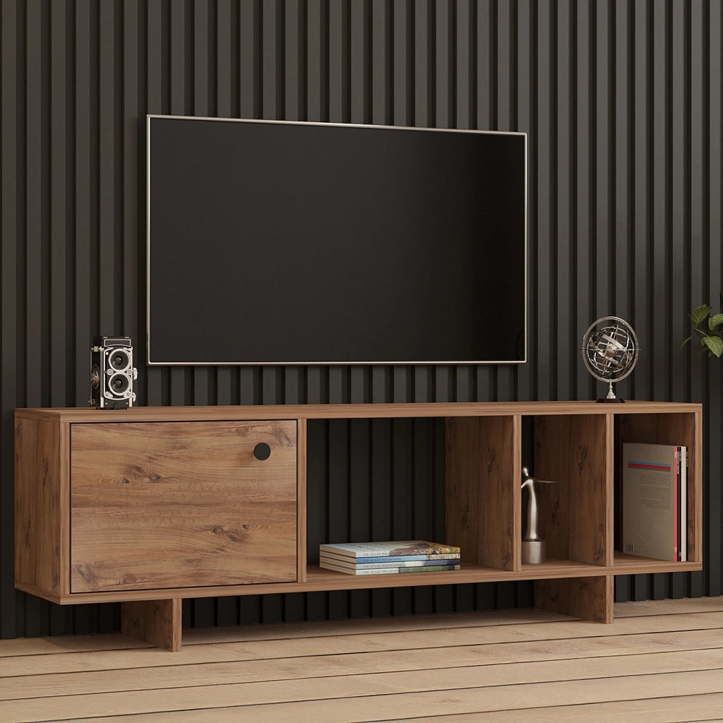 Fumane, Mobile Porta tv 4 Vani, 140x29x45h cm Marrone Rovere