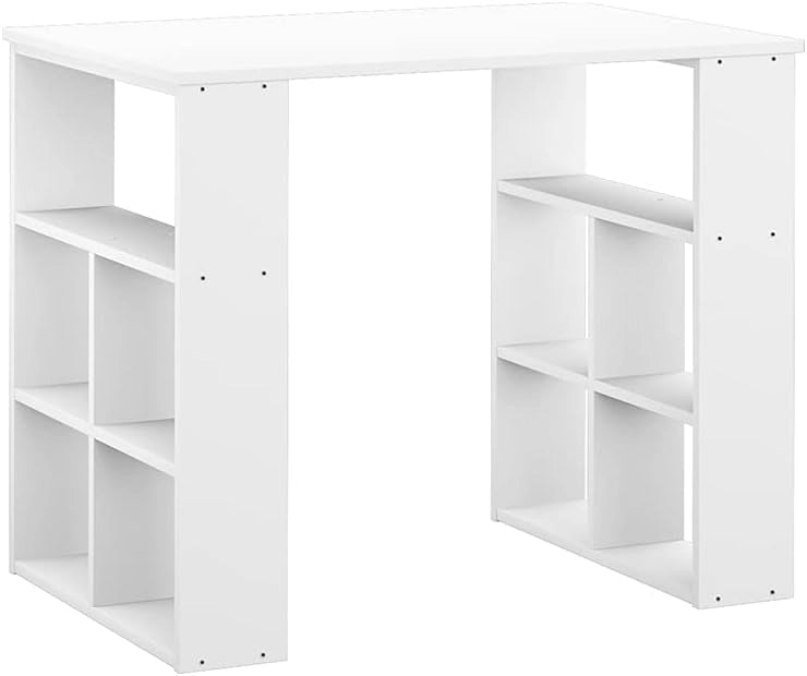 Scrivania con ripiani Arwen, Bianco, 90 x 60 cm, con ripiani aperti per appoggio laterale