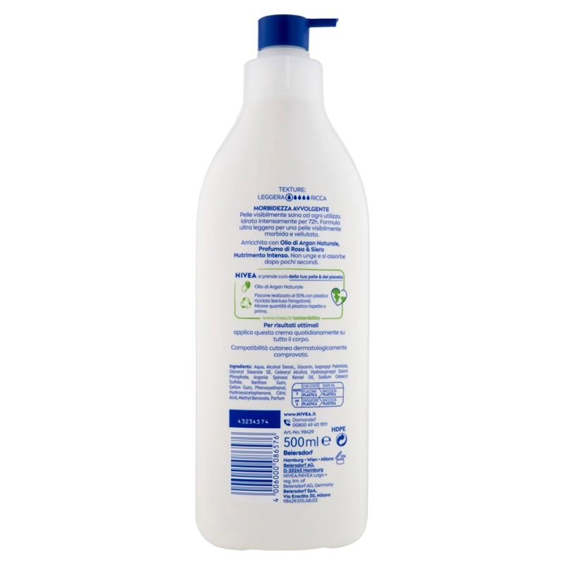 NIVEA CREMA CORPO ROSA & ARGAN IDRATANTE PELLE NORMALE O SECCA 500 ML