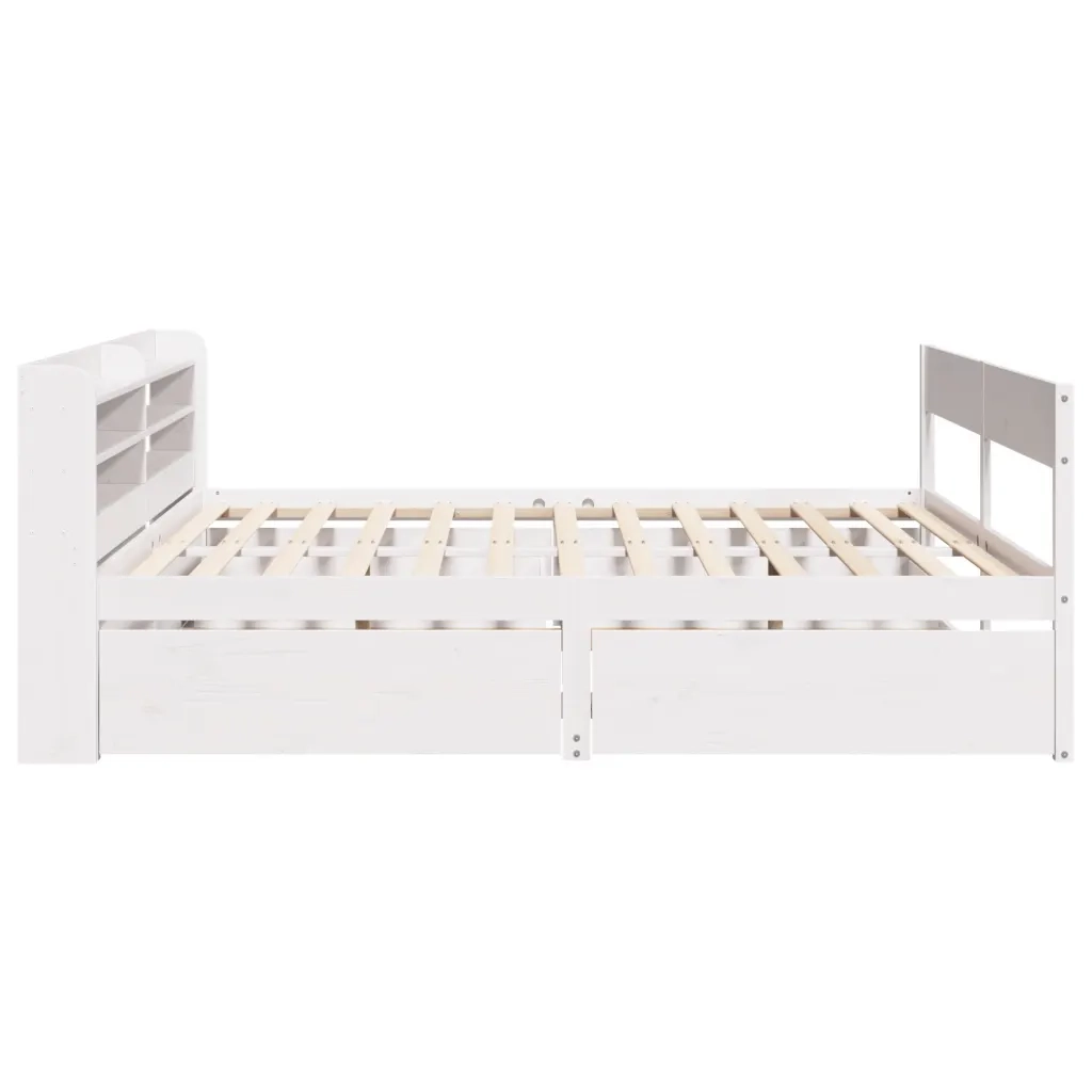 Letto senza Materasso Bianco 135x190 cm Legno Massello di Pino