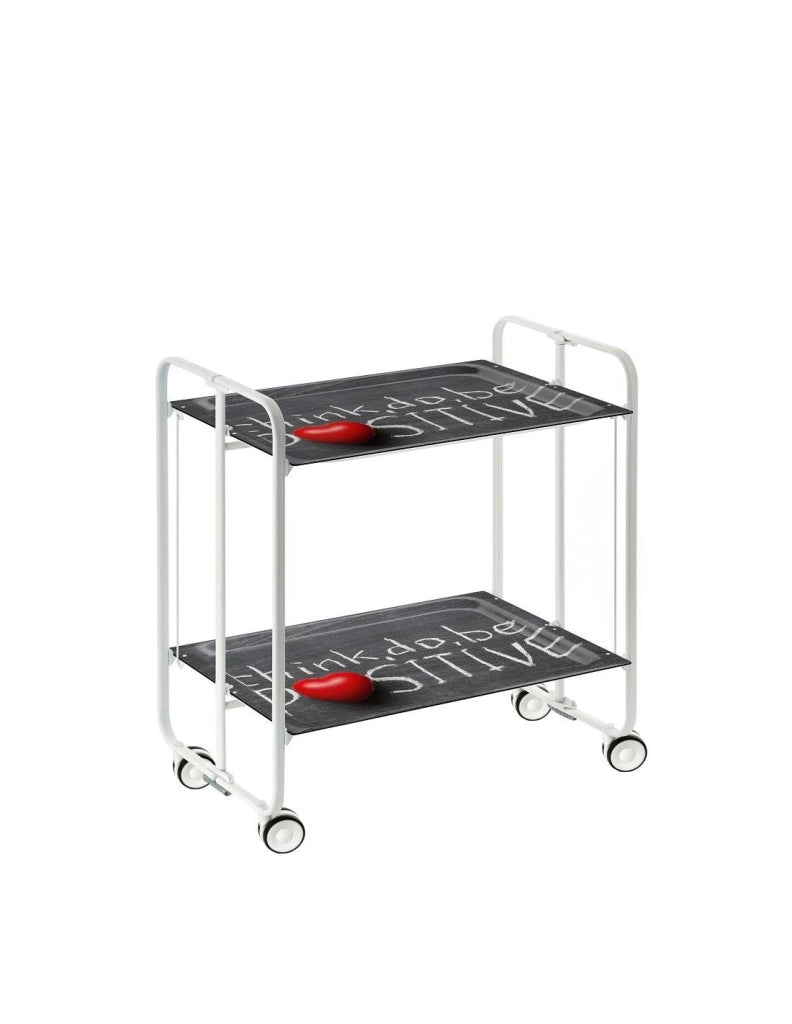 Carrello da cucina pieghevole bianco con ruote BAUHAUS 2 ripiani
