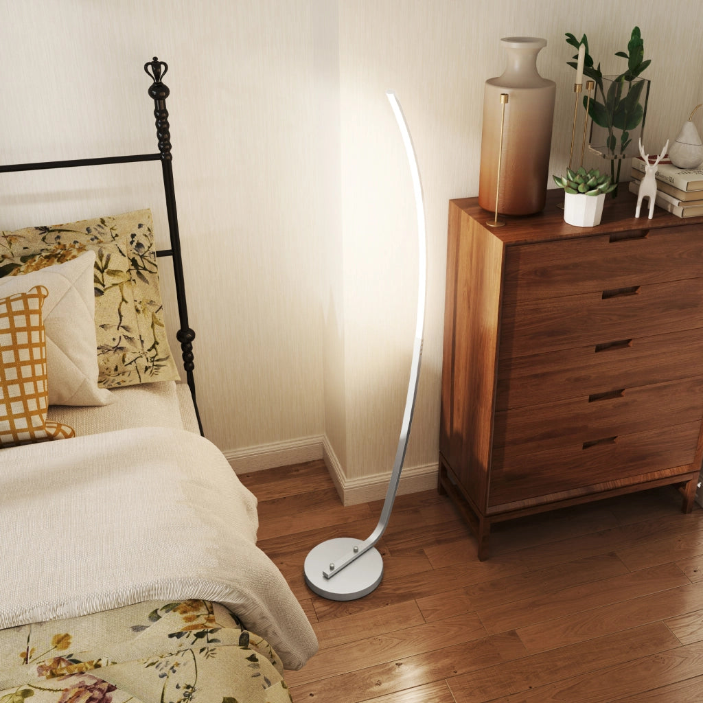 Lampada da terra LED moderna ¨C zephmum ¨C argento, 3 livelli luminosit¨¤