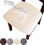 Sedie da sala da pranzo a jacquard - set di 4 - beige - con fodere impermeabili - con tessuto allungabile