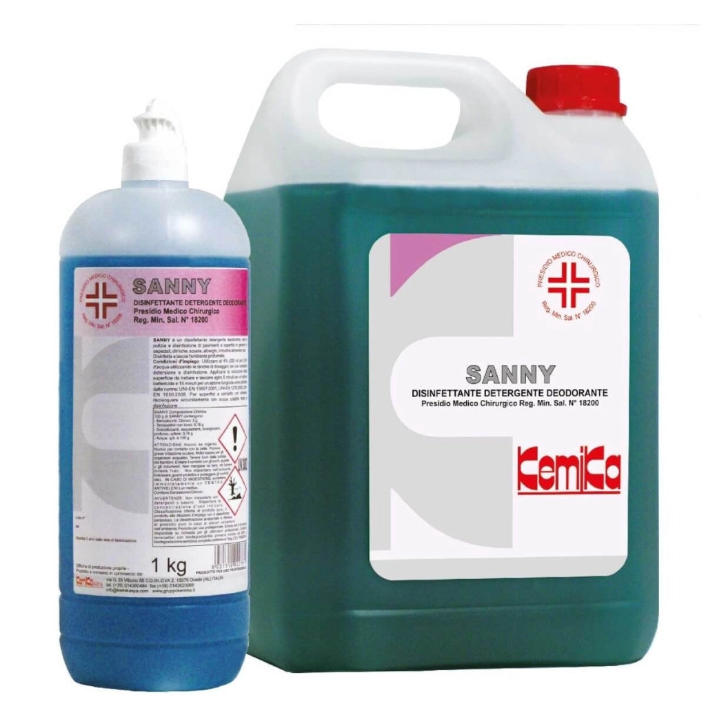 Sanny Disinfettante Detergente Deodorante per Pavimenti Superfici | Kemika, Versione da 1L
