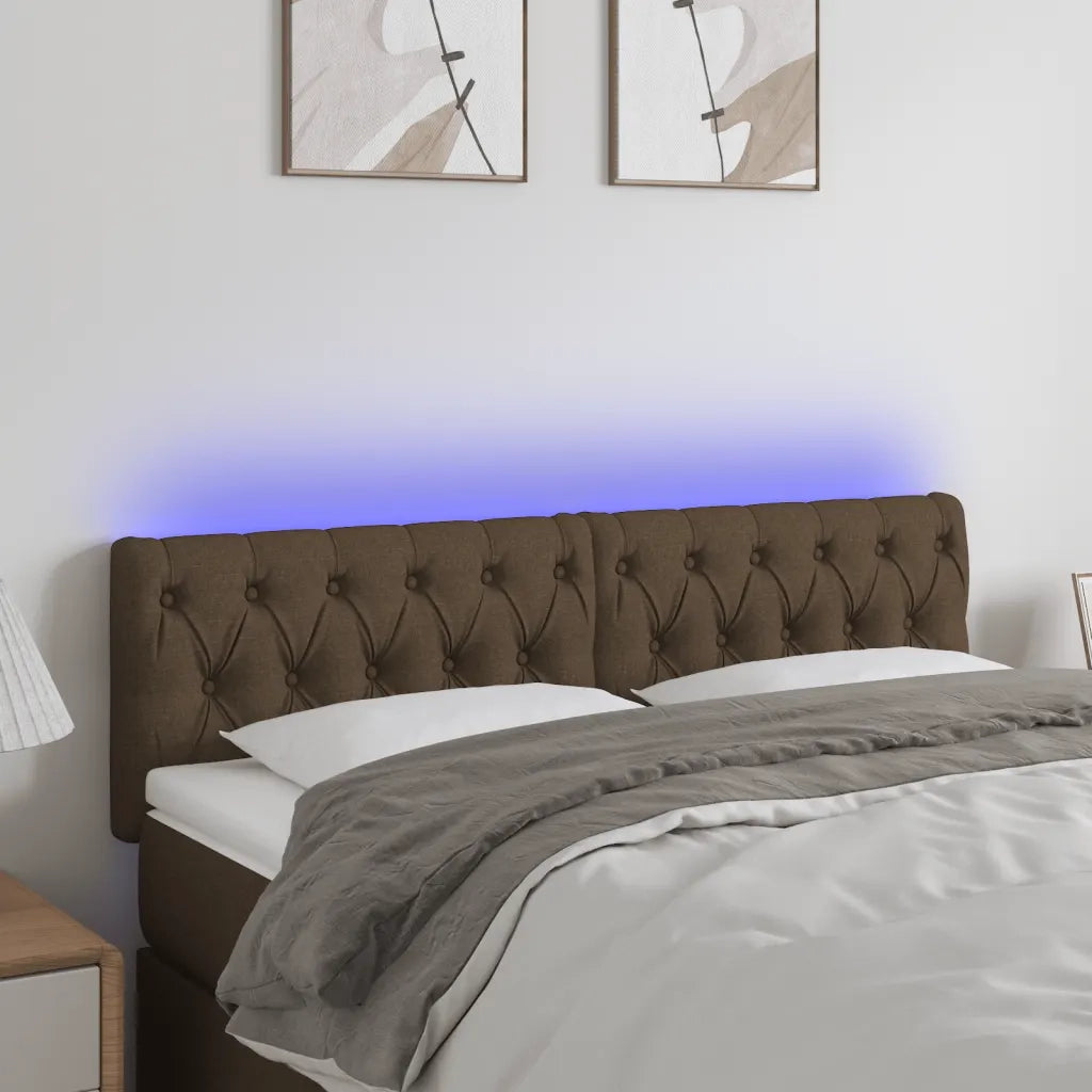 Testiera | Testata a LED Marrone Scuro 144x7x78/88 cm in Tessuto
