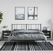 Comodini 2 pz-Set di 2 Tavolino da notte Neri 50x35x60 cm in Vetro e Acciaio