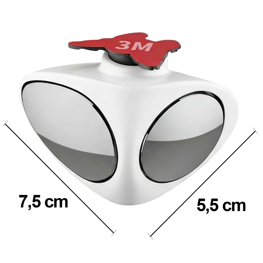 Specchio Auto Ausiliario Doppia Visione Sinistra Regolabile 360° Bianco / Grigio Avizar