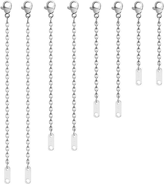 Estensione di 8 pezzi per collana in oro - Estensione di catena in acciaio inossidabile per gioielli DIY - Set di 4 lunghezze
