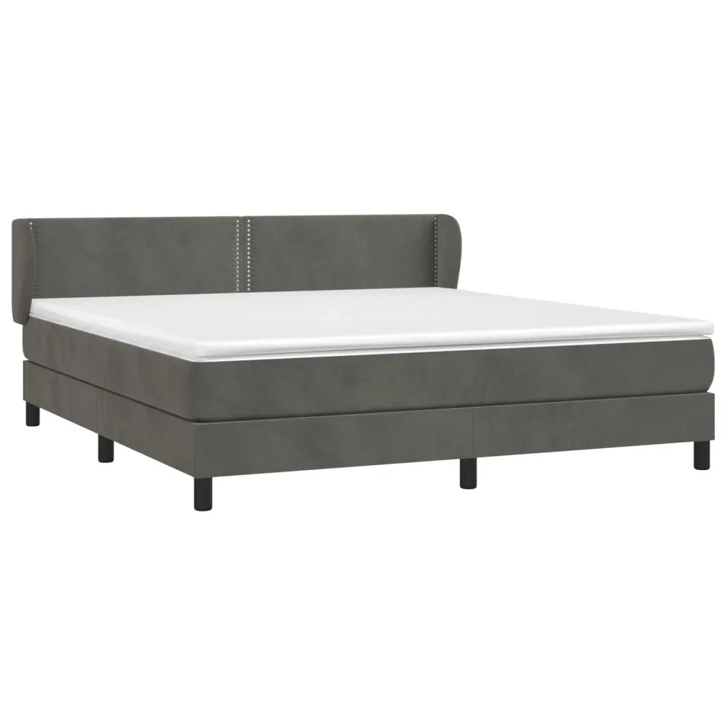 Giroletto a Molle con Materasso Grigio Scuro 160x200 cm Velluto 3127440