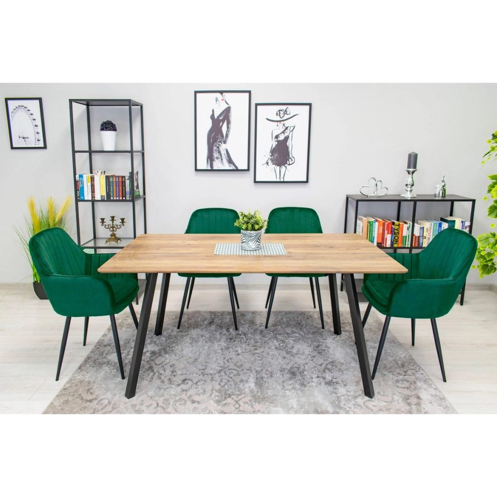 Set di 2 poltroncine Lugo in velluto verde con gambe nere