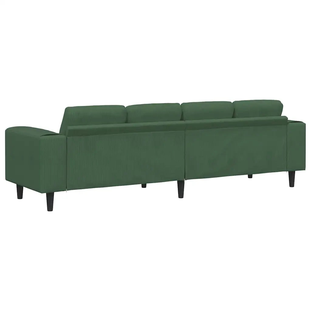 Divano Verde Scuro 250 x 77 x 76 cm Tessuto in Cords 3335105