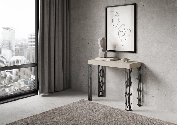 Consolle Allungabile 90-300x40x77 cm Ghibli Cashmere Telaio Antracite