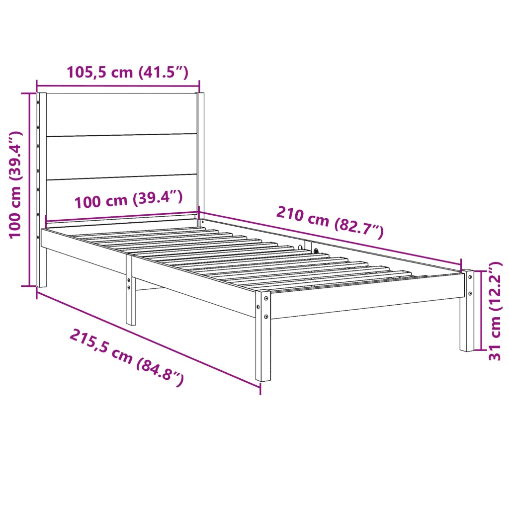 Giroletto Extra Lungo senza Materasso 100x210 cm Legno Massello
