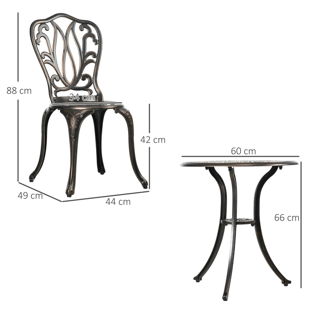 Set Giardino 2 Posti con Sedie e Tavolo Rotondo ¨C zephmum ¨C Fonte di Alluminio Bronzo