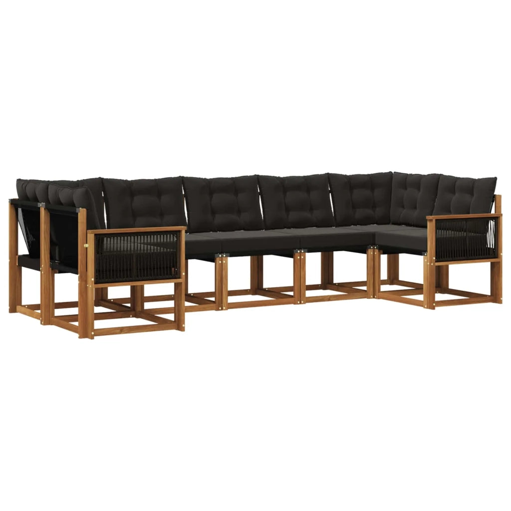 Set di divani da esterno 7 pz Naturale e Nero 3382192