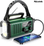 Radio portatile AM/FM con caricamento USB, luce di tasca e funzione di ricarica solare - batteria ricaricabile con energia solare - verde