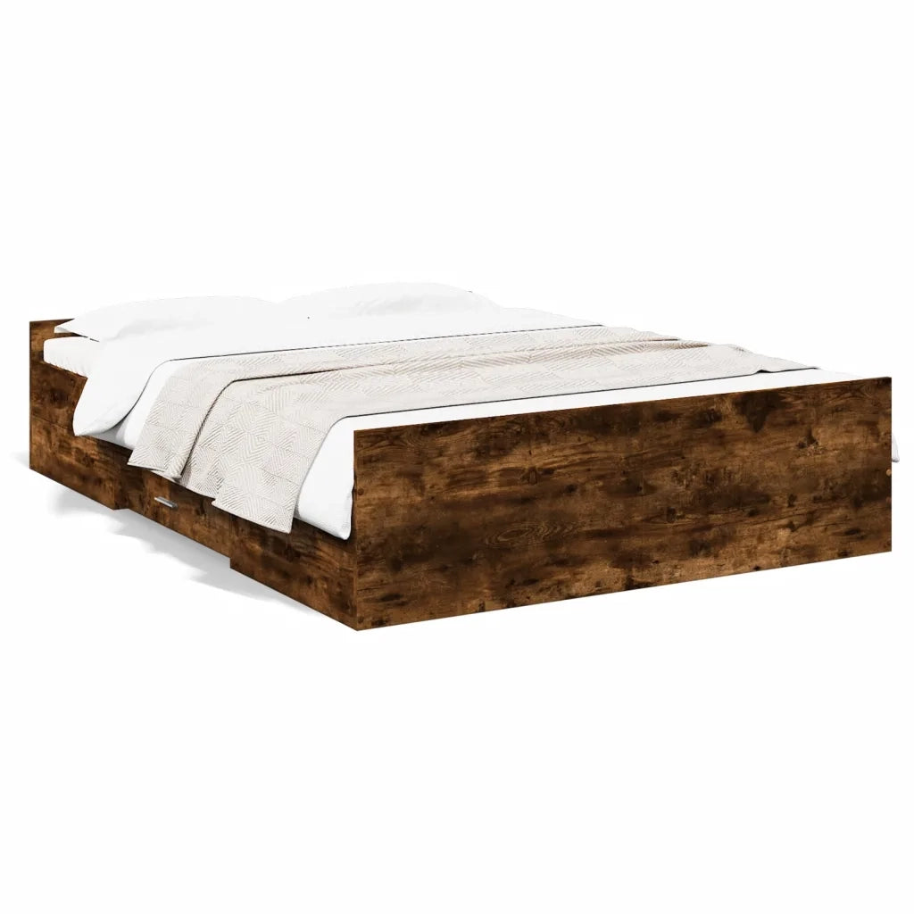 Giroletto con Cassetti Rovere Fumo 135x190 cm Legno Multistrato 3280318