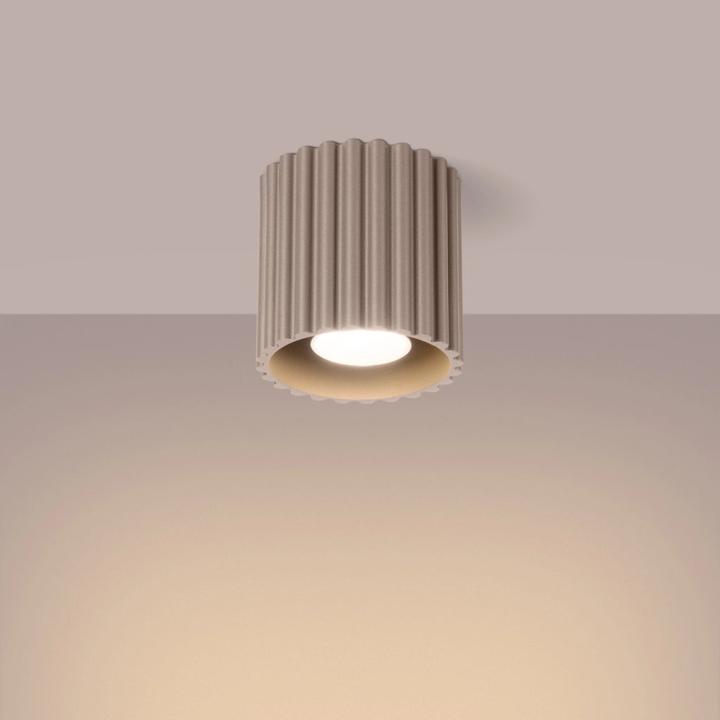 Spot soffitto rigato rotondo taupe 10cm GU10 10W VISTAO