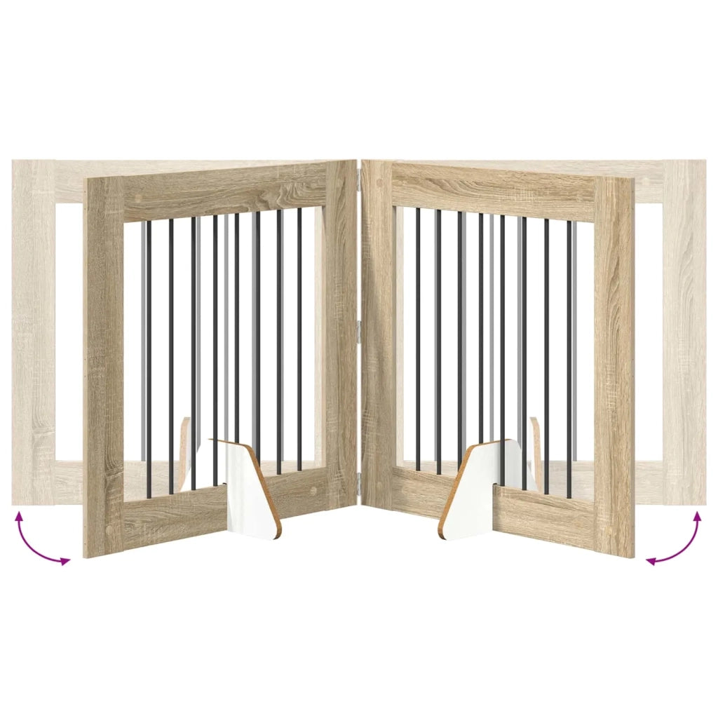 Cancello per cani pieghevole con supporti 2 pz Rovere Sonoma 892074