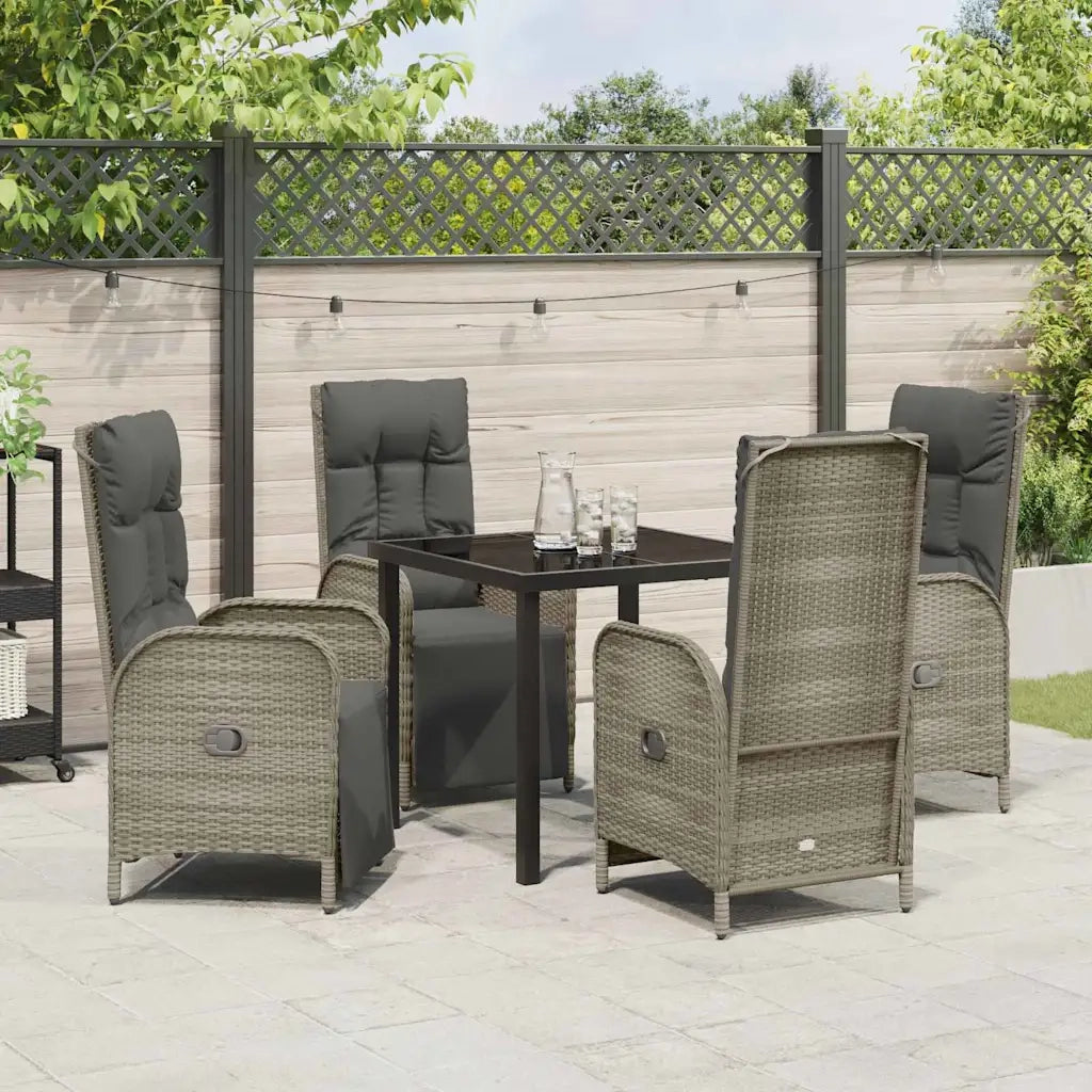 Set da Pranzo per Giardino con cuscino 5 pcs Grigio polyrattan 3380135