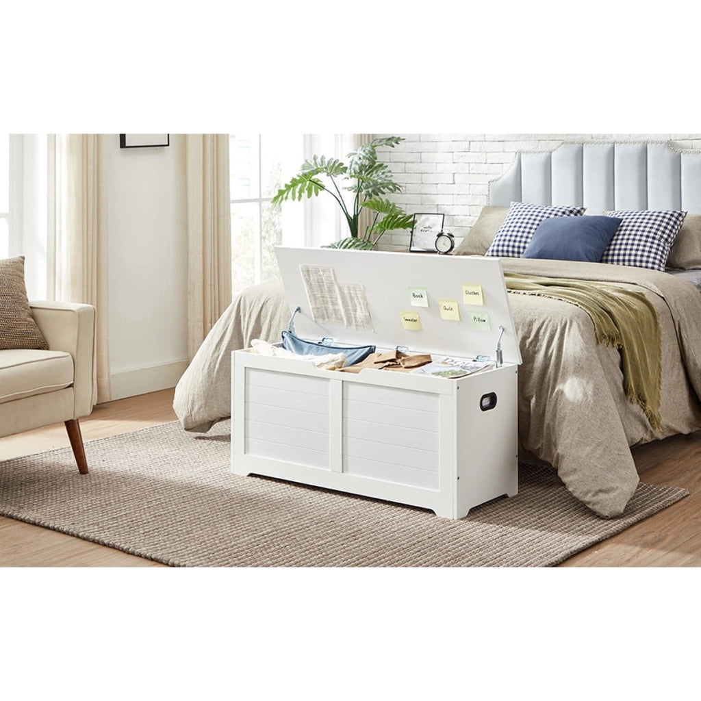 Panca Contenitore Oslo in Legno Bianco con Maniglie