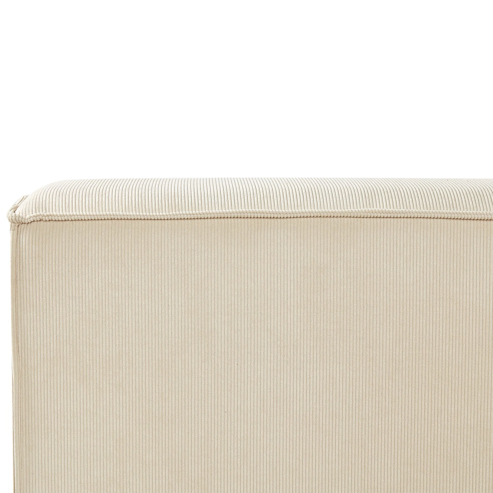 Letto matrimoniale in velluto a coste con struttura a doghe beige 160 x 200 cm stile classico camera da letto