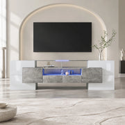 Mobile TV 200x35x60 cm bianco e grigio in MDF, 6 ante e LED