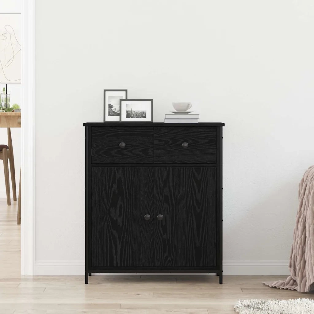 Credenza | Madia | Buffet da pranzo | Armadio da pranzo Rovere Nero 70 x 30 x 80 cm Legno multistrato