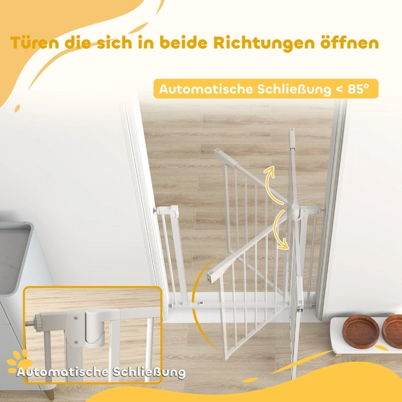 Cancelletto di sicurezza per scale, senza foratura, con chiusura automatica per bambini, cucina, scale, 76-82 x 76 cm, bianco