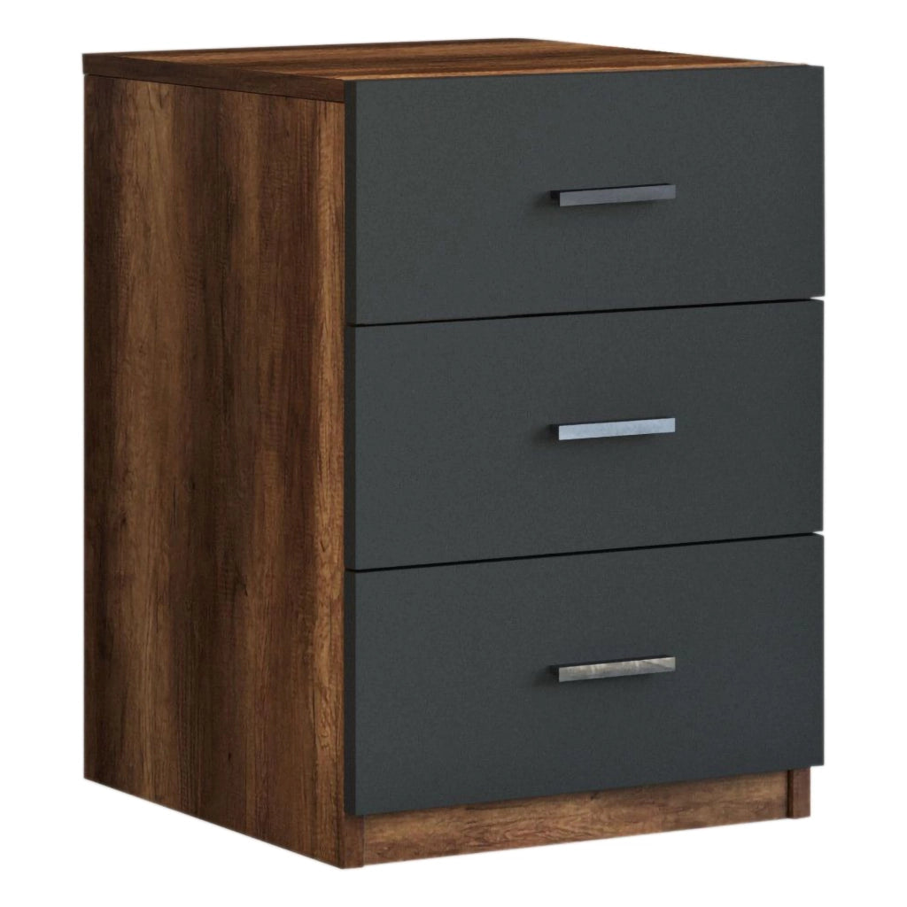 Trecate, Cassettiera 3 Cassetti, 45x47x62h cm Nero Antracite
