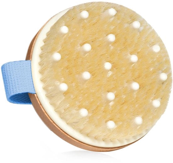 Spazzola per asciugare la pelle, Spazzola per linfodrainaggio, Spazzola per massaggi naturali e asciugatura, Spazzola esfoliante naturale, Blu