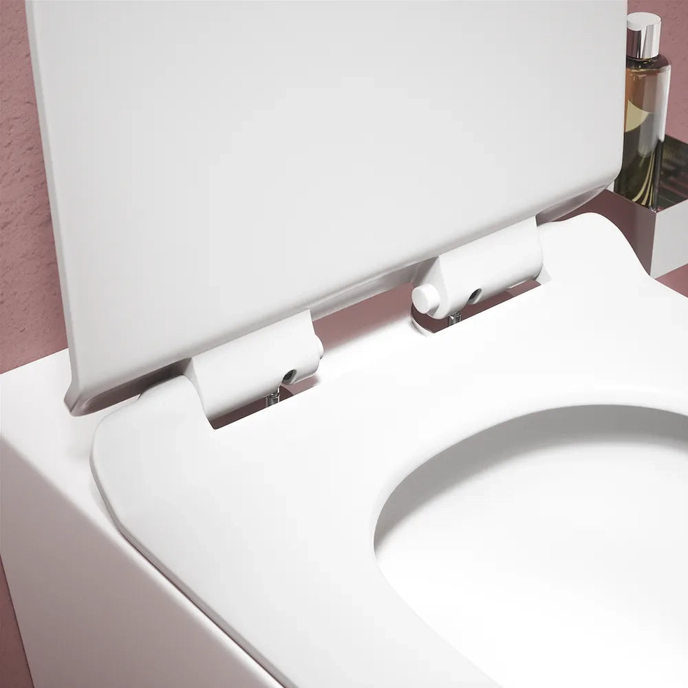 Sanitari filomuro in ceramica bianco lucido vaso tornado silent flush sedile soft-close e bidet | Rio