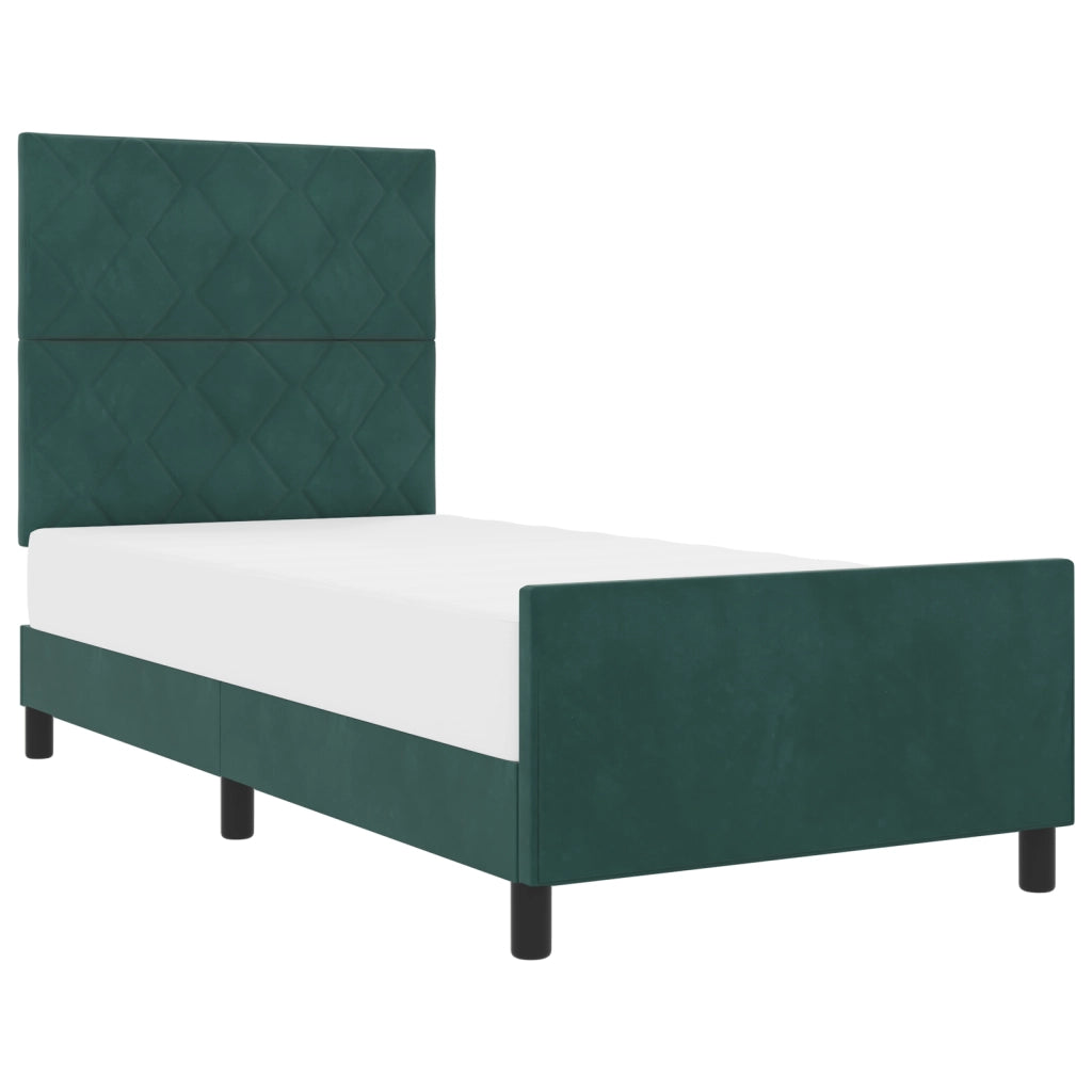 Letto Verde Scuro 90x200 cm Velluto