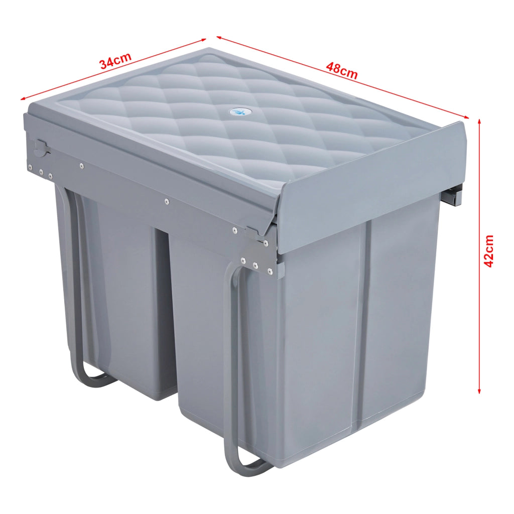 Pattumiera Estraibile Froland con 2 Bidoni Sotto Lavello 2 x 20 L Grigio [en.casa]