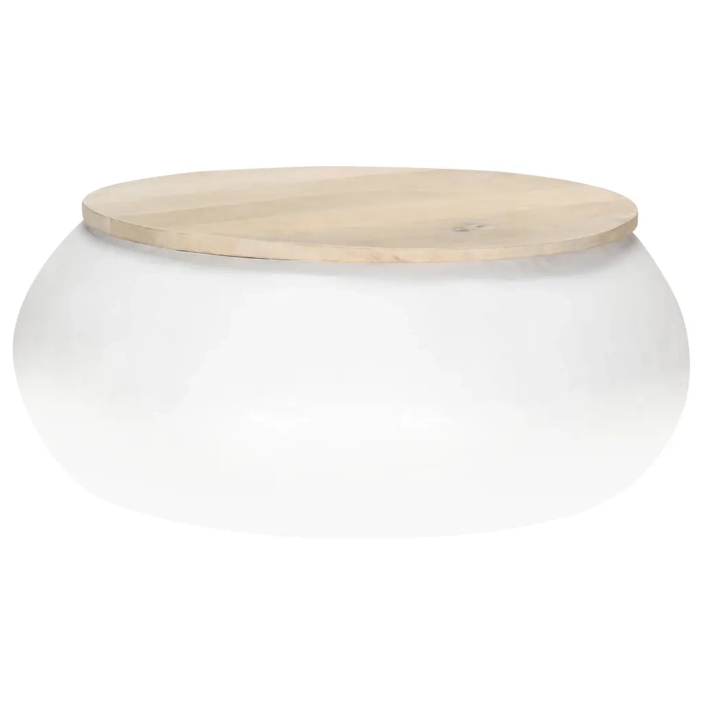Tavolino da Salotto Bianco 68x68x30 cm Legno Massello di Mango 323535