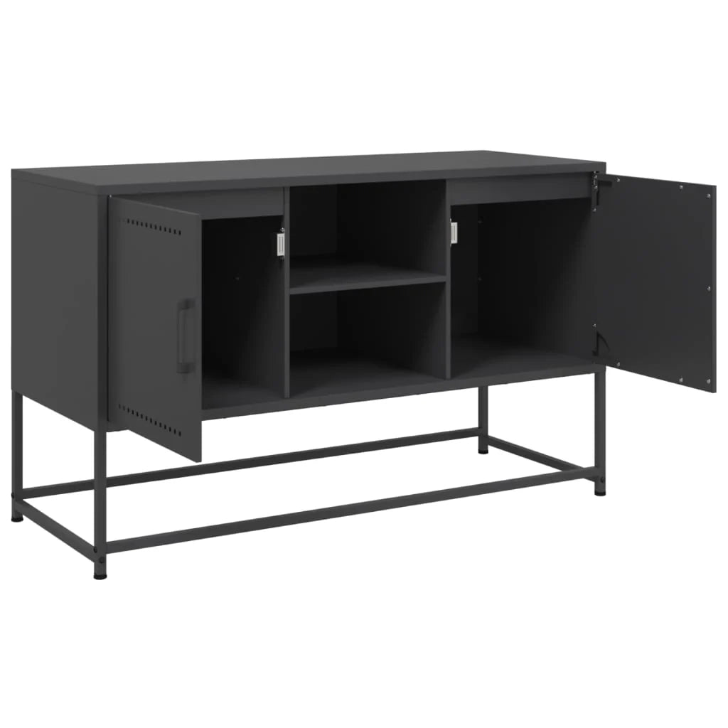 Mobile TV multimediale scaffale TV credenza mobile TV sala da pranzo soggiorno camera da letto 100,5 x 39 x 60,5 cm acciaio nero 02_0025550