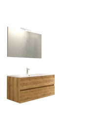 Mobile da Bagno Sospeso con Lavabo 90 cm e Specchio Bali Light Rovere Miele