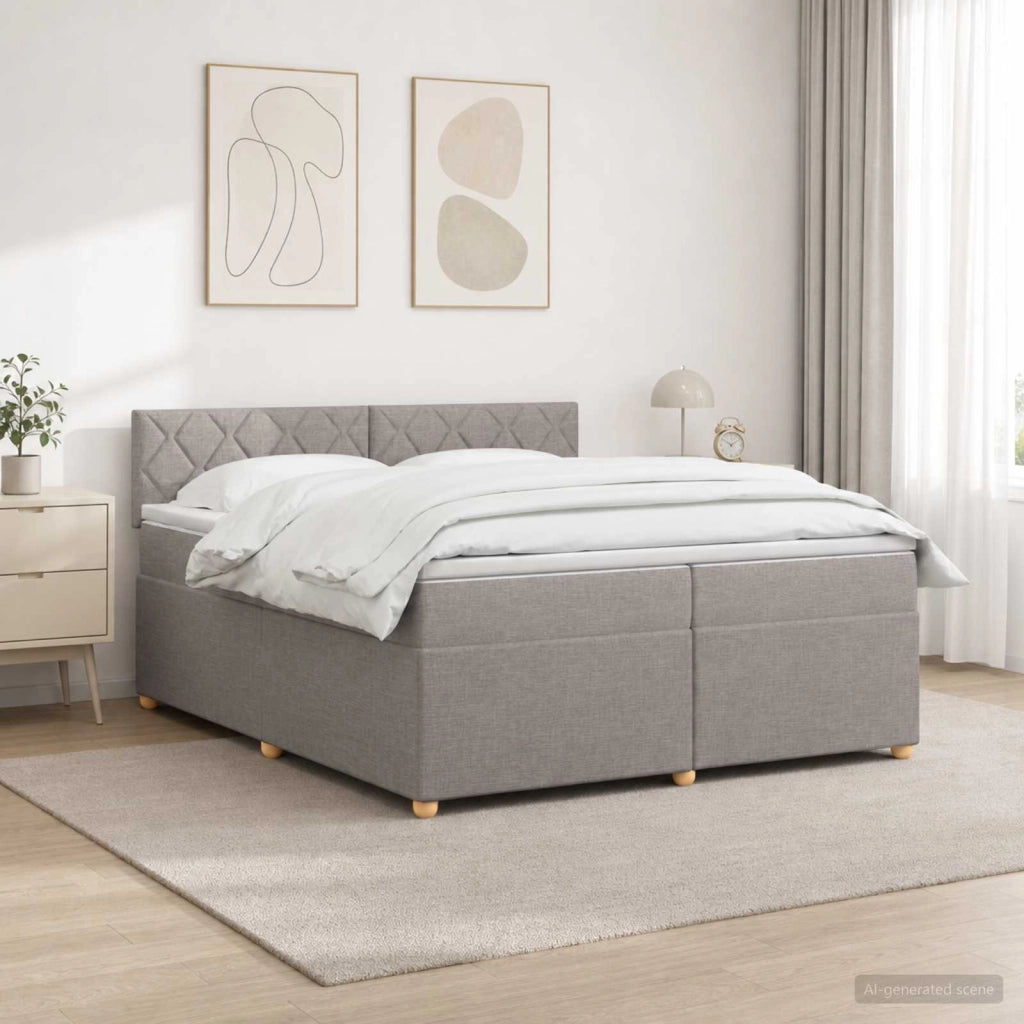 Letto box spring con materasso Tortora 200 x 200 cm Tessuto 3451046