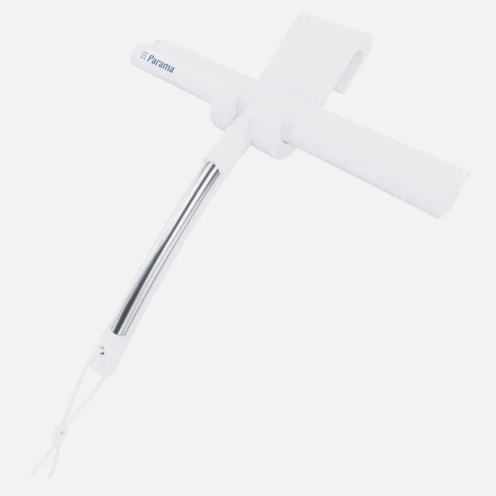Tergivetro in silicone bianco con anima in acciaio inox e gancio per box doccia | Tergi