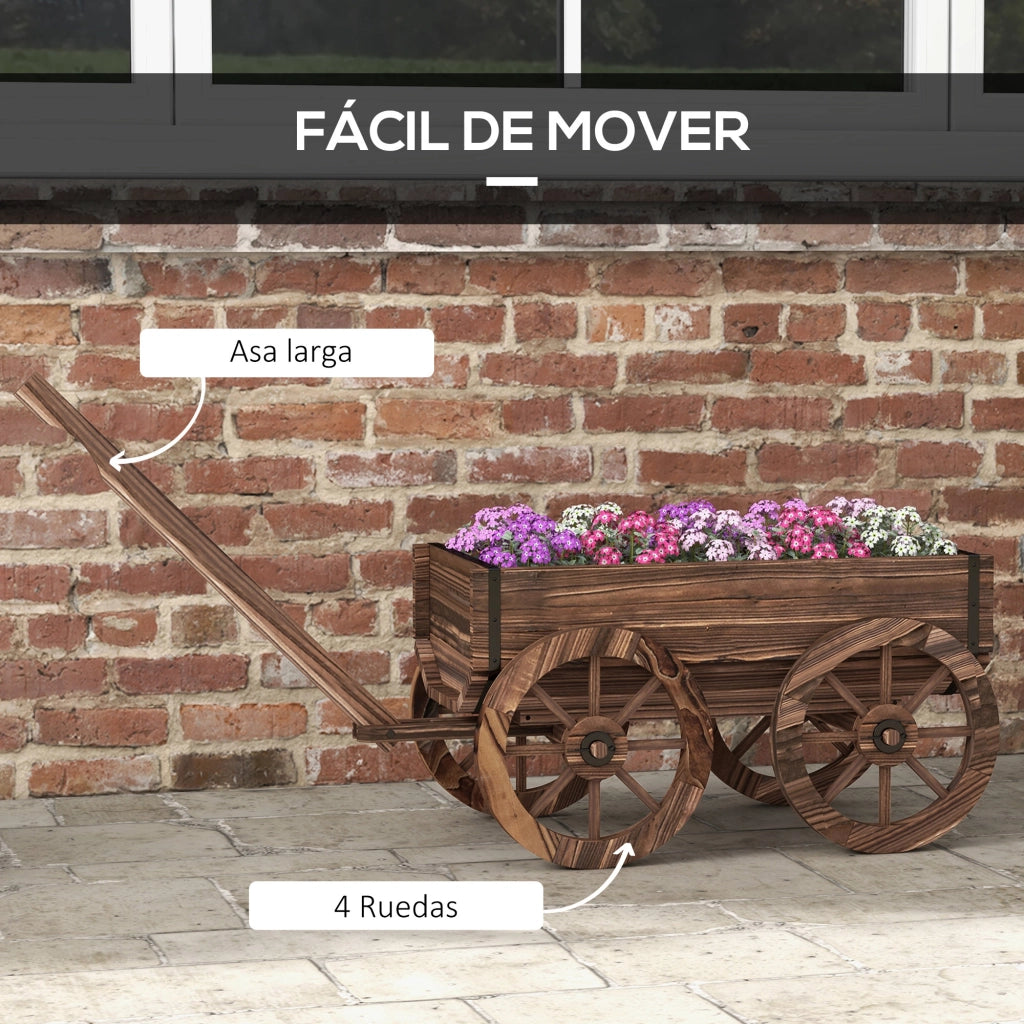 Carrello Giardino ¨C zephmum ¨C Legno Carbonizzato 120x41x54 cm