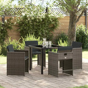 Set da Pranzo per Giardino 5 pcs Grigio polyrattan