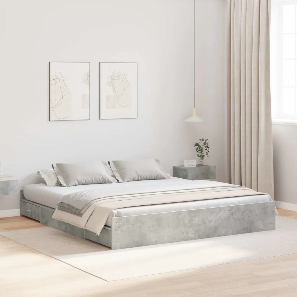 Struttura letto con contenitore Grigio cemento 200 x 200 cm 3335264