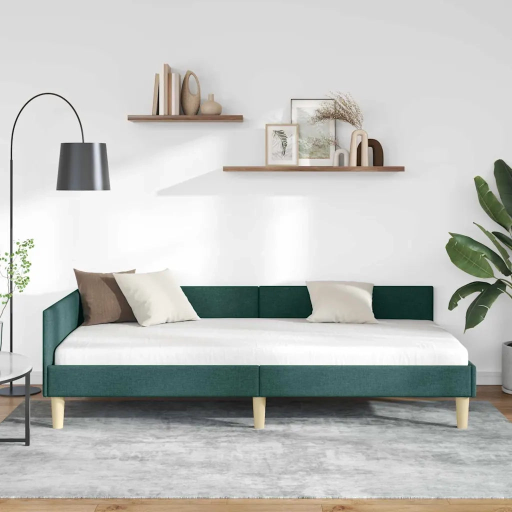 Cornice del letto ad angolo Verde Scuro 100 x 200 cm Tessuto 42016129