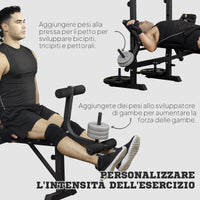 Panca Fitness 180x134x200 cm con Leg Press Squat Rack e Leg Extension in Acciaio e PU Nero e Argento