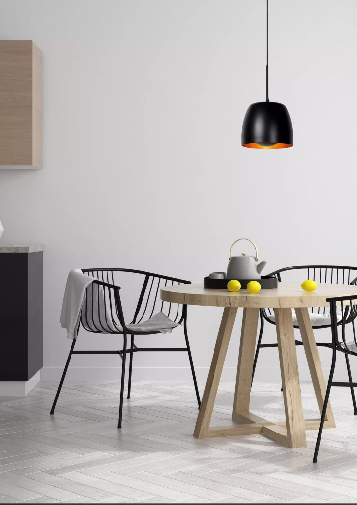 Lampada a sospensione loft nera interno oro Nolan E27 Lucide