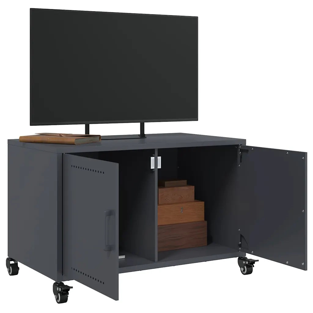 Mobile TV Antracite 68x39x43,5 cm in Acciaio Laminato a Freddo