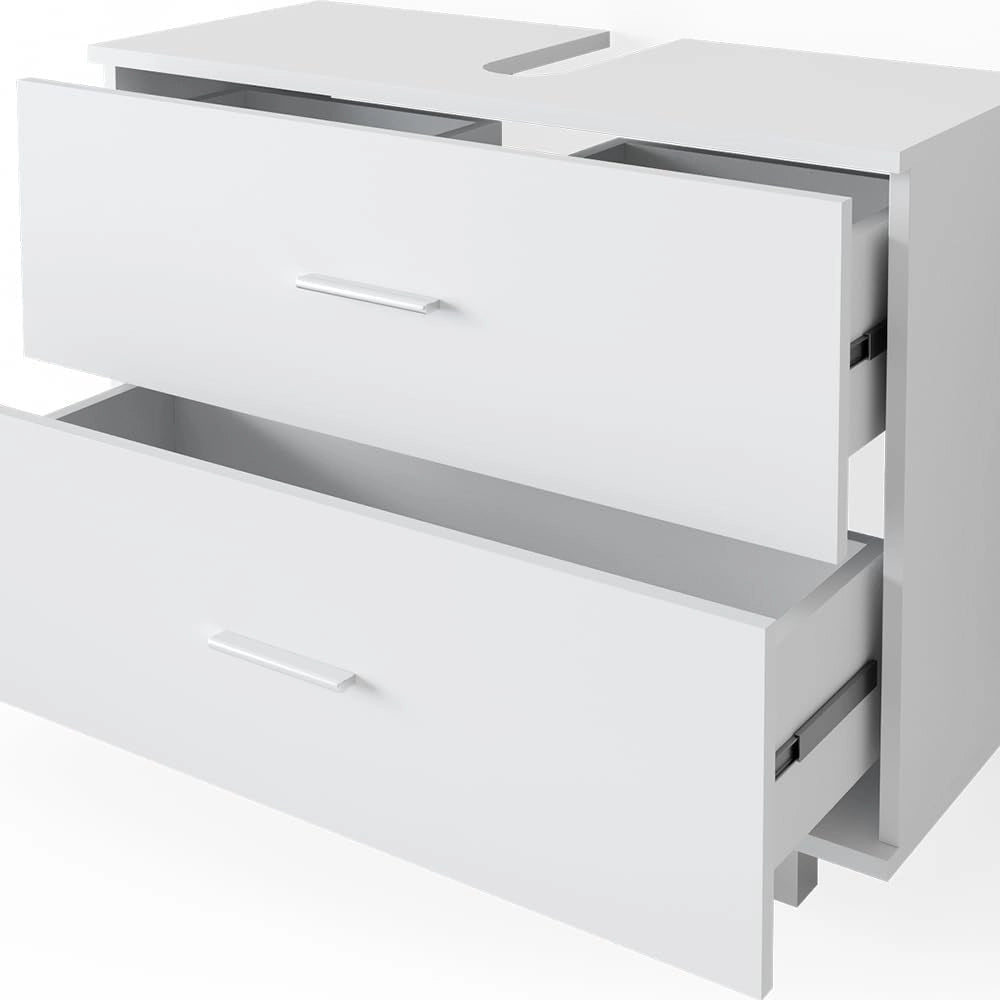 Mobile sottolavabo per bagno Ilias, Bianco, 80 x 60.8 cm, con ritaglio per sifone e aperture di ventilazione laterali